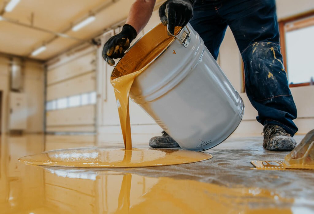 poured yellow resin floor