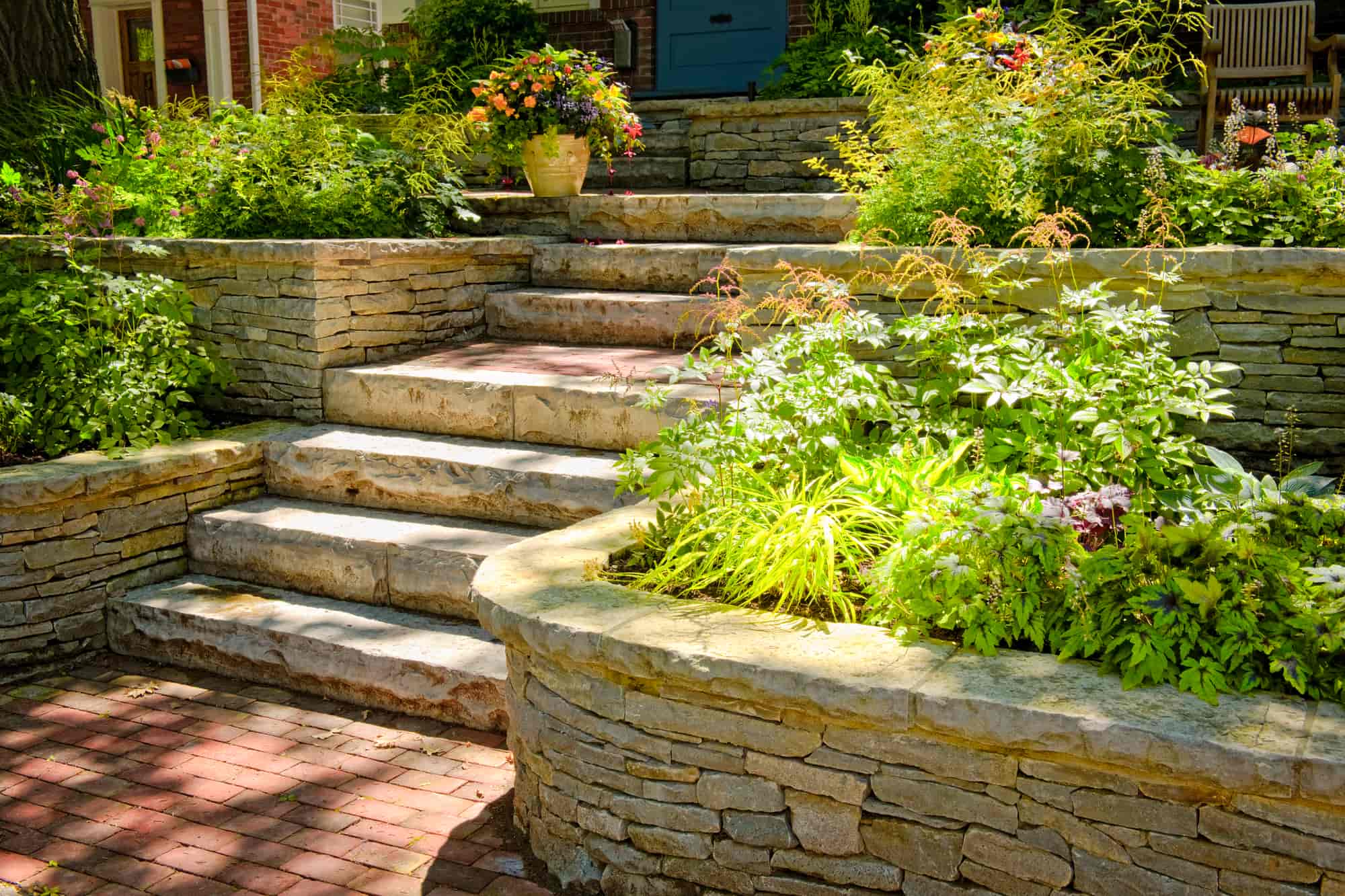 retaining wall and patio