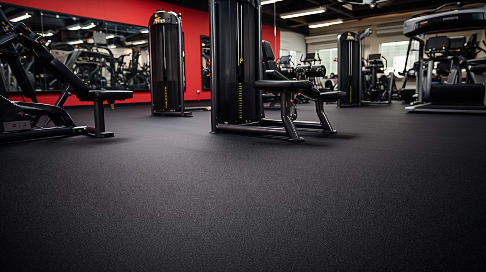 Black gym flooring using rubber crumb