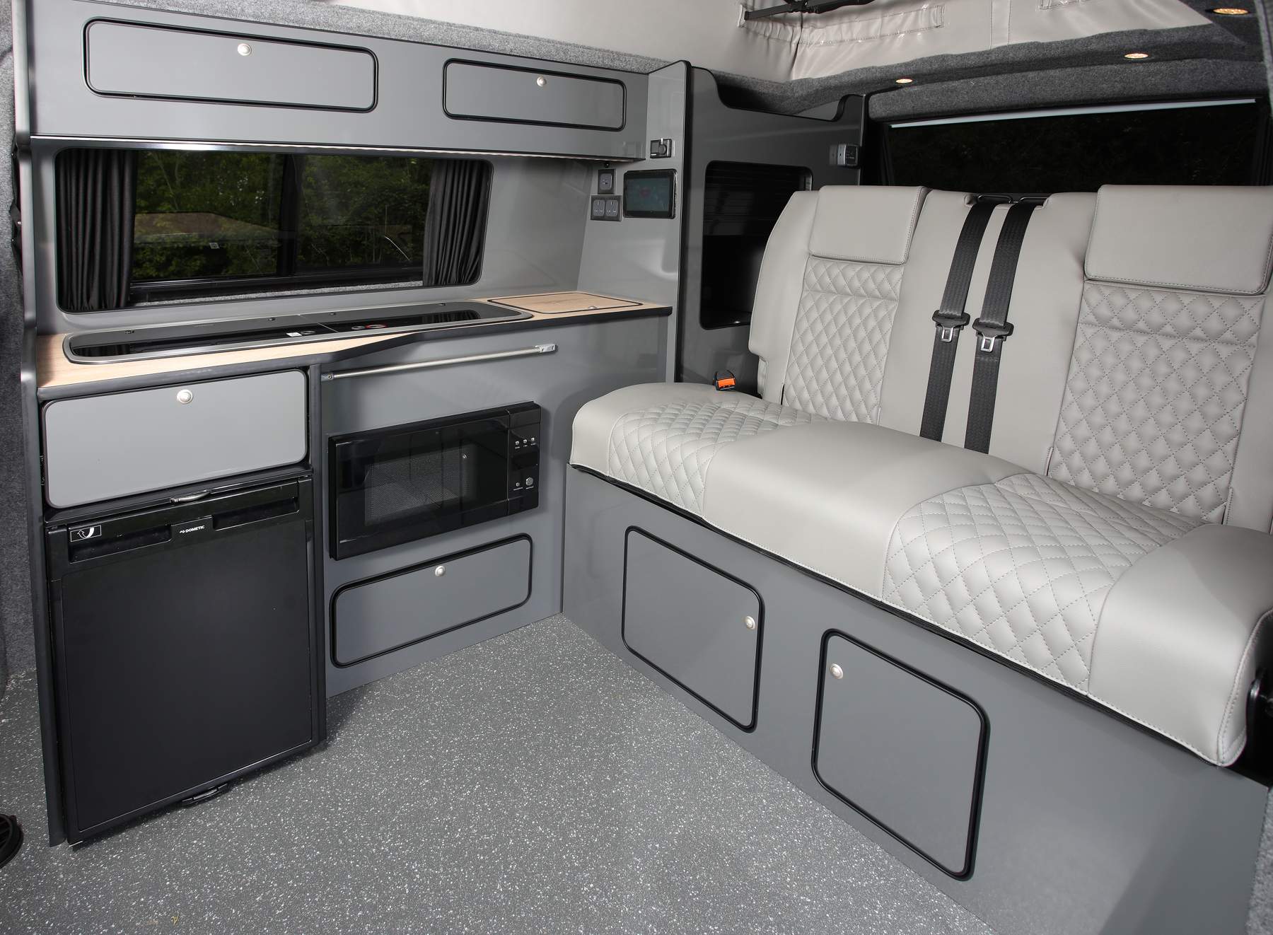 Grey Volkswagen camper van interior design